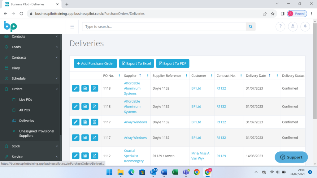 Deliveries Due - No1