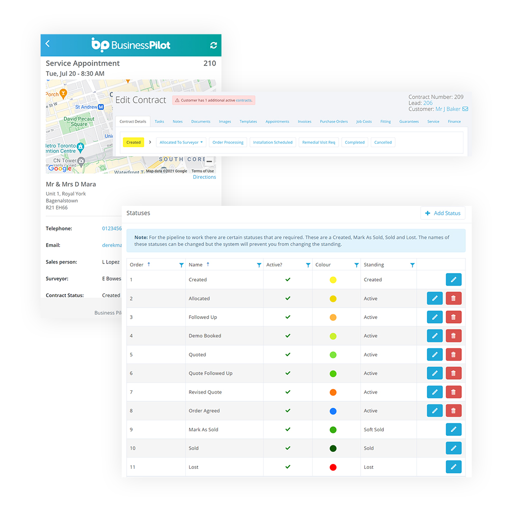 Business Pilot dashboard shared by solar installation teams